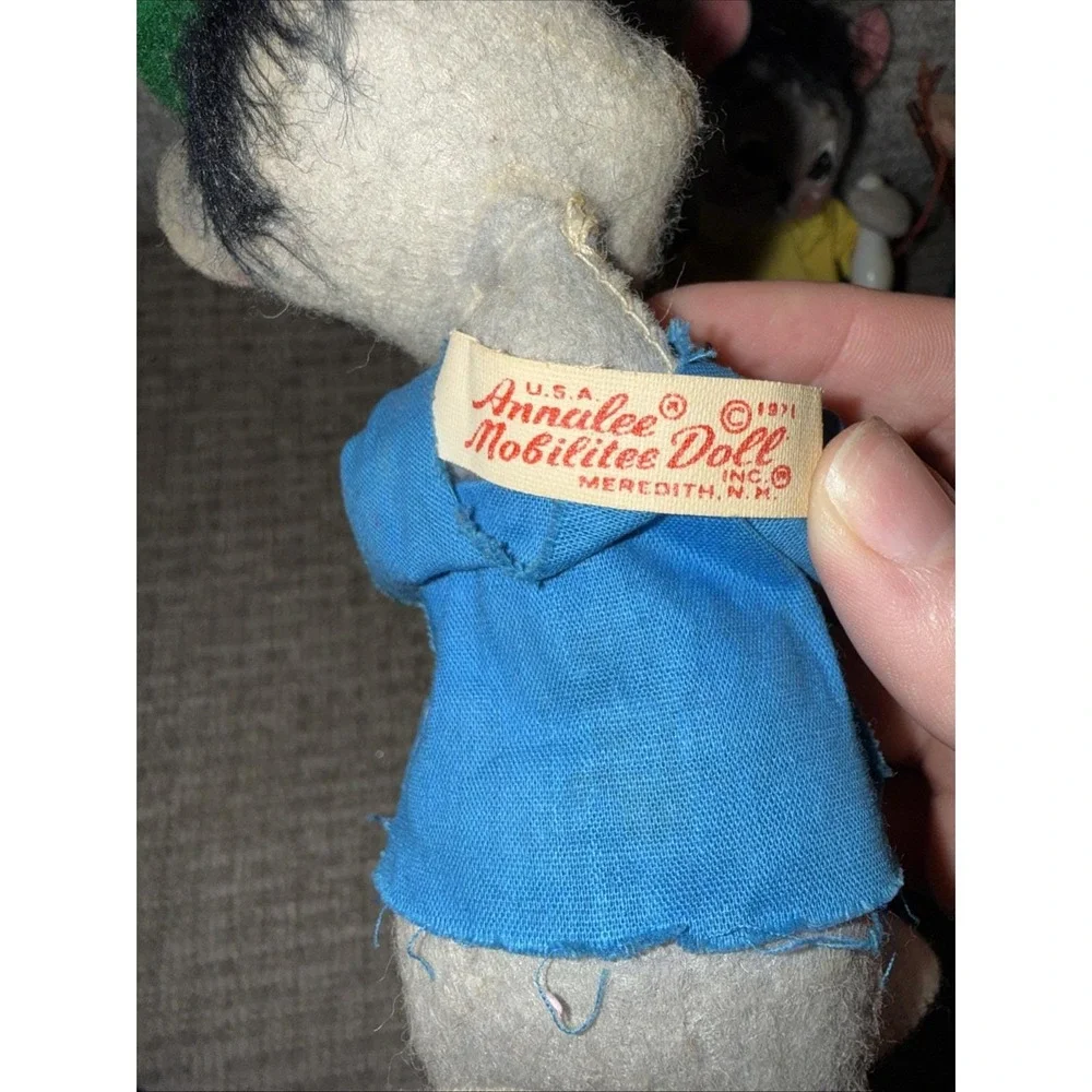 Lot Of 3 Vintage Annalee Mobilitee collectible mouse dolls 1971 Bowling, Fishing